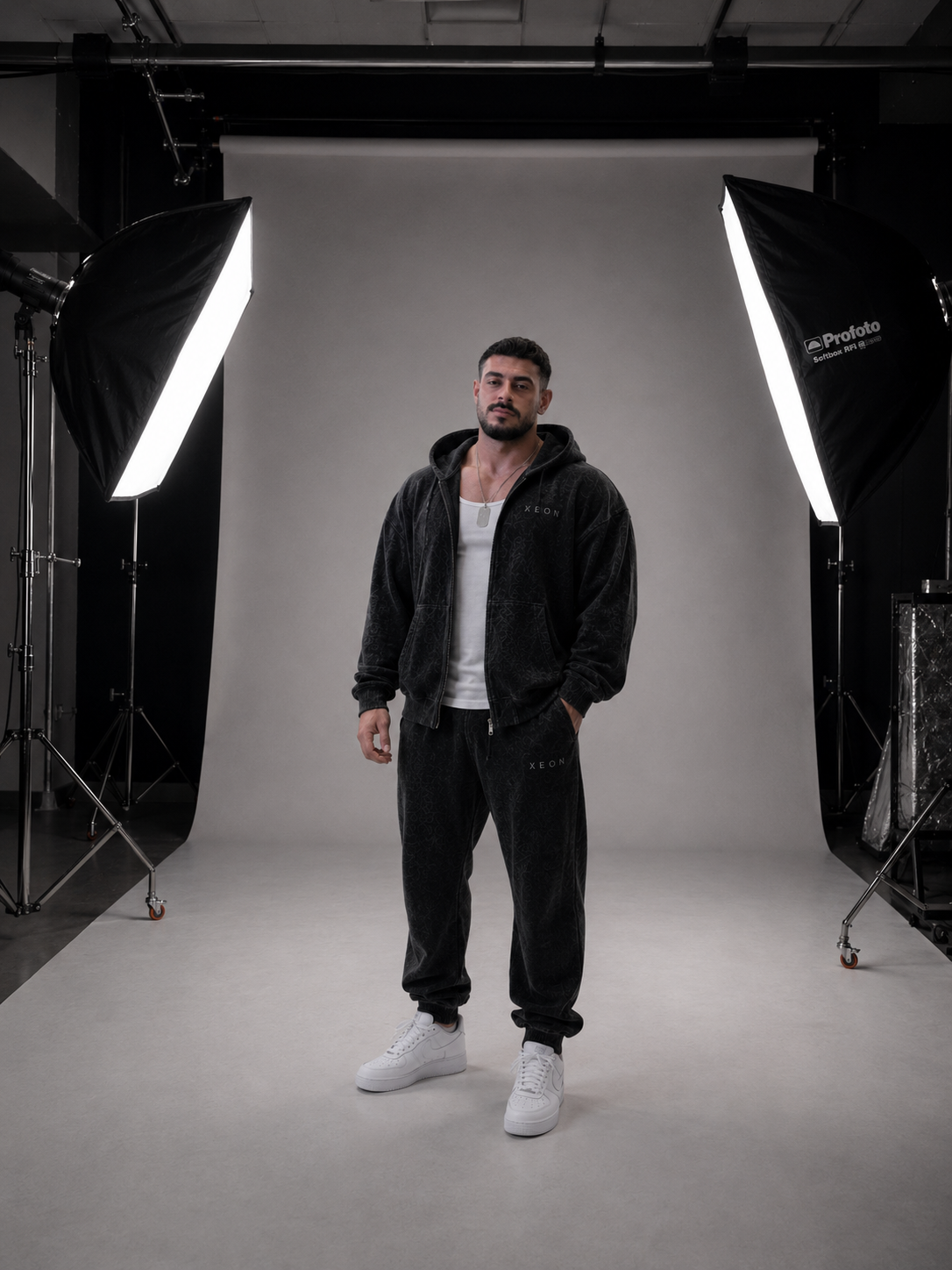 Stone Washed Zip Hoodie - Siyah
